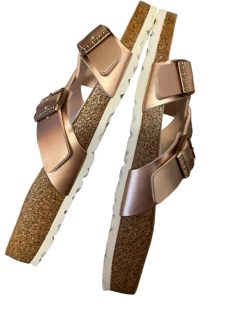 Auth Birkenstock Women's Yao Hex Metallic Slide on Sandal - Rose Gold Metallic - Picture 6 of 9